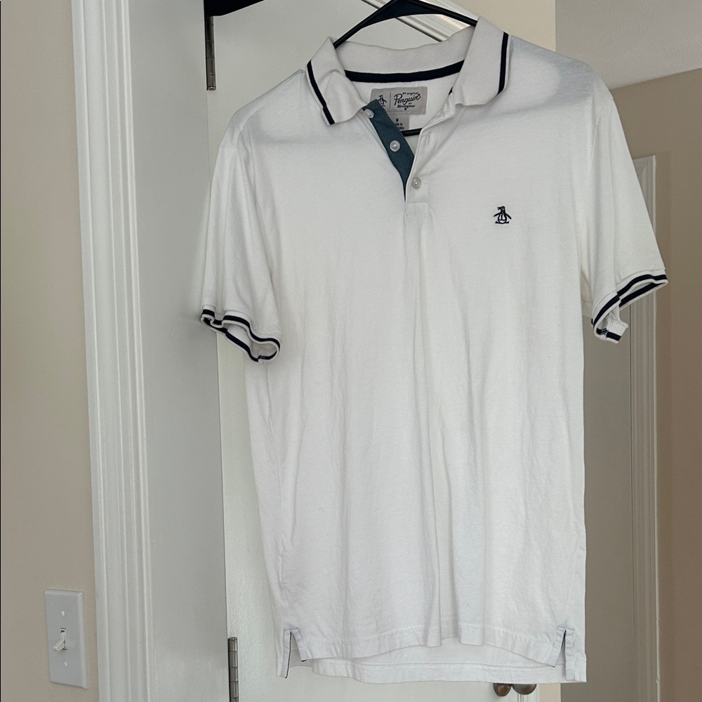 Original Penguin White Polo with Navy Accents